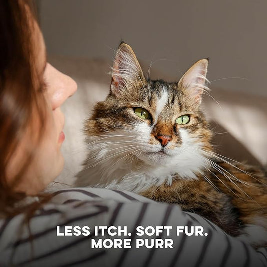 Cat Itchy Skin Relief & Hair Loss Treatment, Holistic Allergy Relief for Cats Calms Dry Skin, Dandruff & Reduces Licking, Scratching, Patchy, Matted and Shedding Fur, 400 Easy to Use Pills