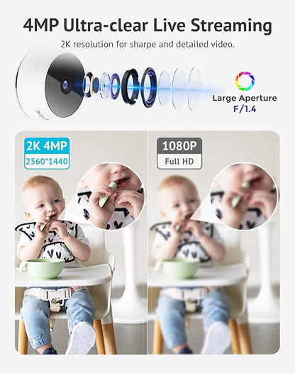 LaView 4MP 2K Cameras for Home Security Indoor, 5G& 2.4GHz Home Security Camera for Baby/Elder/Pet/Nanny,US Cloud Service,Compatible with Alexa iOS & Android