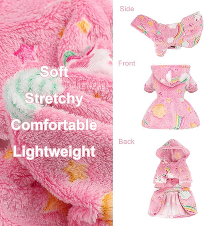 Dog Sweater Fleece Dog Hoodie Winter Puppy Clothes for Small Dogs Boy Girl Pet Hoodies Cold Weather Doggie Coats Fall Doggy Sweatshirt for Chihuahua Yorkie Cat Sweater Costume, Pink Rainbow, S