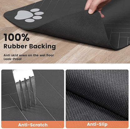 Pet Feeding Mat-Absorbent Pet Placemat for Food and Water Bowl, with Waterproof Rubber Backing, Quick Dry Water Dispenser Mat for Dog and Cat (20"x12", Lime Green)