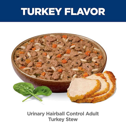 Hill's Science Diet Adult Urinary & Hairball Control Wet Cat Food, Turkey & Vegetable Stew, 2.9 oz. Cans, 24-Pack
