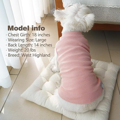 KYEESE 2Pack Waffle Dog Shirts, Lightweight Sleeveless Dog T Shirts for Small Medium Dogs Girl, Breathable Pet Vest Comfort Tank Top Soft Dogs Clothes for Daily Wear, Pink+Striped, XL