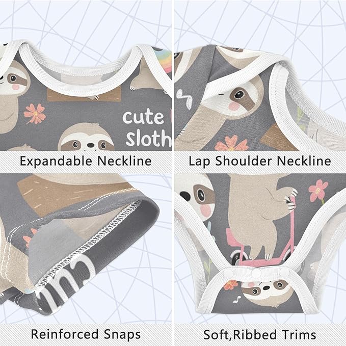 Bright Emotions Raccoons Baby Short Sleeve Bodysuits Romper Unisex Infant Outfit Wrapping Clothes for Boy Girl kids 3M