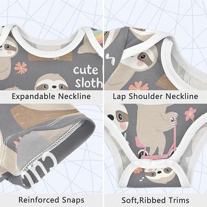 Bright Emotions Raccoons Baby Short Sleeve Bodysuits Romper Unisex Infant Outfit Wrapping Clothes for Boy Girl kids 3M