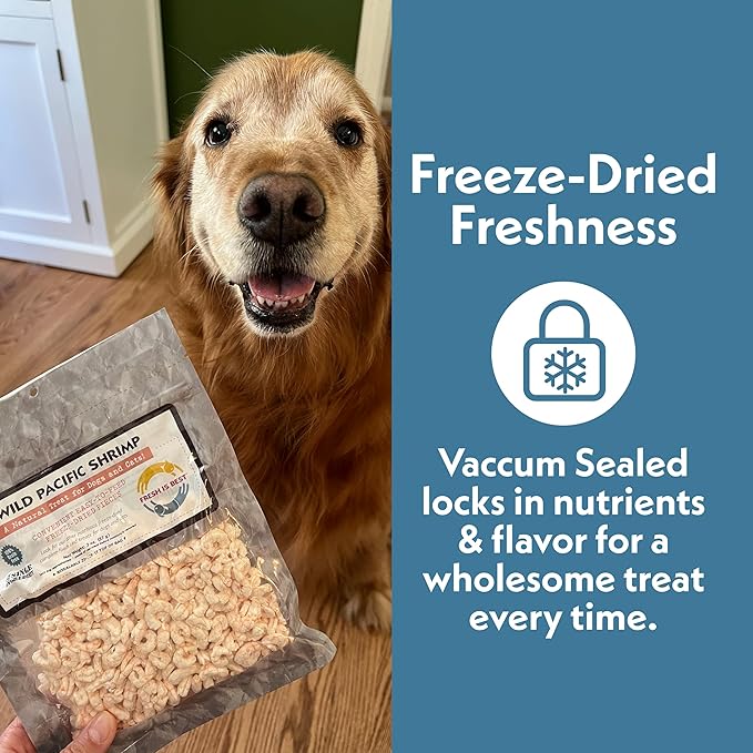 Fresh Is Best Wild Pacific Shrimp Freeze Dried Cat Treats – Raw Freeze Dried Shrimp for Cats and Dogs in Resealable Zipper Bag – High-Protein – Made in the USA