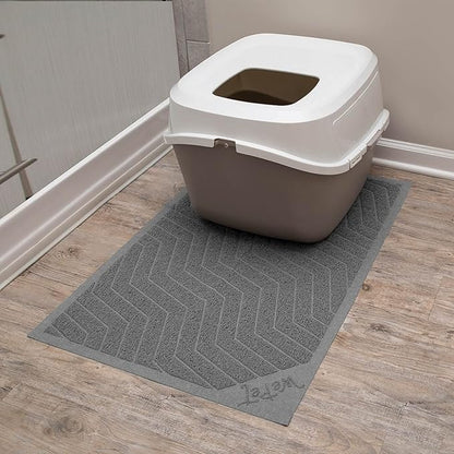 WePet Cat Litter Box Mat(No. 02-2), Kitty Premium PVC Pad, Durable Trapping Rug, Phthalate Free, Urine-Resistant, Scatter Control, L 35 x 23, Grey