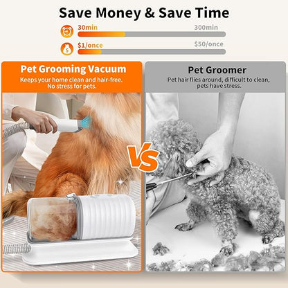 binROC Dog Grooming Vacuum Kit, Pet Grooming Vacuum with Electric Dog Hair Clipper, Grooming Brush, Cleaning and Crevice Tool with 1.5L Dust Cup 5 Grooming Tools for Shedding Pet Hair, Home Cleaning