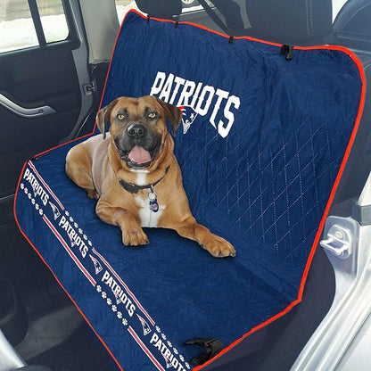 NFL CAR SEAT COVER - NEW ENGLAND PATRIOTS Waterproof, Non-slip BEST Football LICENSED PET SEAT cover for DOGS & CATS.