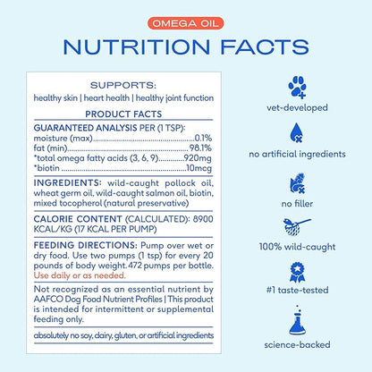 Native Pet Omega 3 Fish Oil for Dogs & Cats – Wild Alaskan Salmon Oil for Dogs Skin and Coat, Supports Joints, Heart & Shedding – Fast-Absorbing Omega 3 6 9 Liquid Supplement – 32oz