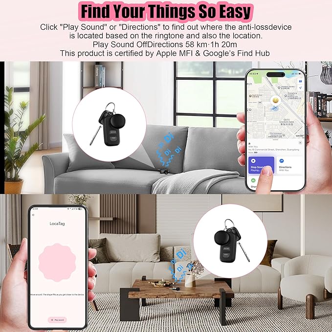 Air Tracker Smart Tags Android & iOS-4 Packs,Dual System Bluetooth Air Luggag Tracker Keys Finder/Item Locator Work with Apple Find My (iOS)&Google's Find Hub(Android) for Key,Backpack,Luggage Black