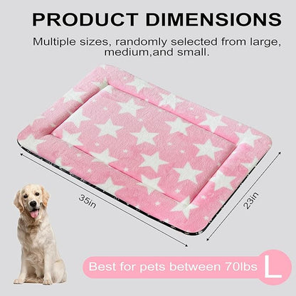 Washable Dog Bed Plush Orthopedic Outdoor Crate Mat with Non-Slip Bottom,Luxe Soft Kennel Pad for Pets, Cozy Cage Cushion & Pet Sleeping Mattress Large Sized,Medium,Small Dogs,36 x 24 inch,Pink