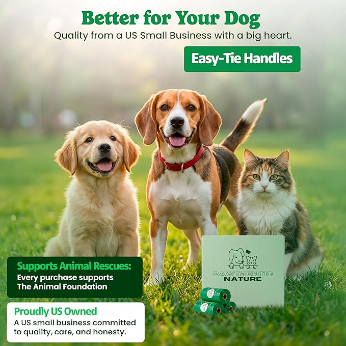 4 ROLLS Dog Poop Bags – 60 bags, Value Pack, Extra-Thick 18 Micron, Leak-Resistant, Strong & Durable for Dogs & Cats, Light Baby Powder Scent – PAWTHENTIC NATURE