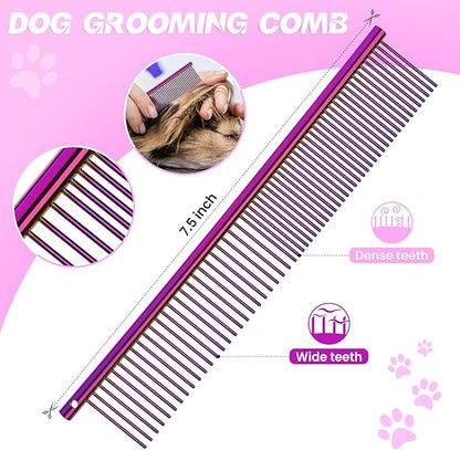 JASON Dog Grooming Scissors Kit, Professional 6 in 1 Dog Scissors Sharp Shears Set - Straight, Thinning, Chunker, Curved Shears and Comb for Long Short Hair for Dog Cat Pet Christmas Gift