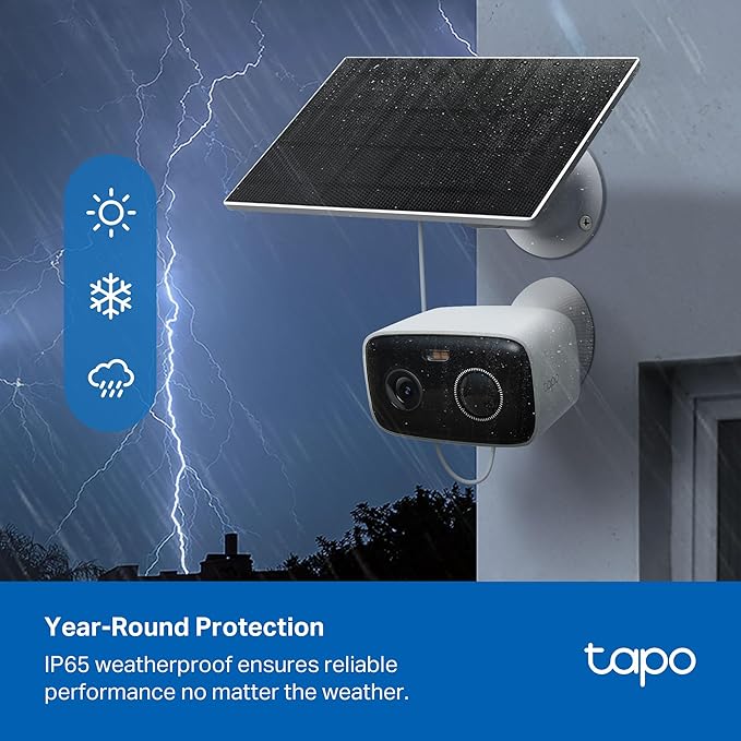 Tapo TP-Link C400 KIT Outdoor Battery Camera w/Solar Panel Base, Wireless, 1080P, Free Person/Vehicle Detection, SD/Cloud Storage, Color Night Vision, No Hub Needed, Works w/Alexa