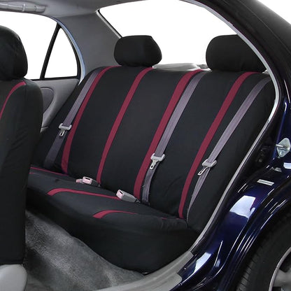 FH Group Car Seat Covers Rear Set Cloth - Car Seat Covers with Removable Headrest,Universal Fit,Automotive SeatCovers,Washable Car SeatCover for SUV,Sedan,Van Burgundy