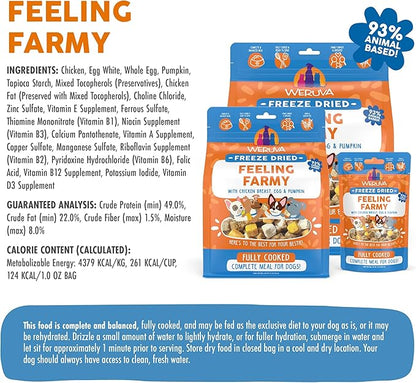 Weruva Dog Freeze Dried, Feeling Farmy with Chicken Breast, Egg & Pumpkin, 1oz Bag (Pack of 3)