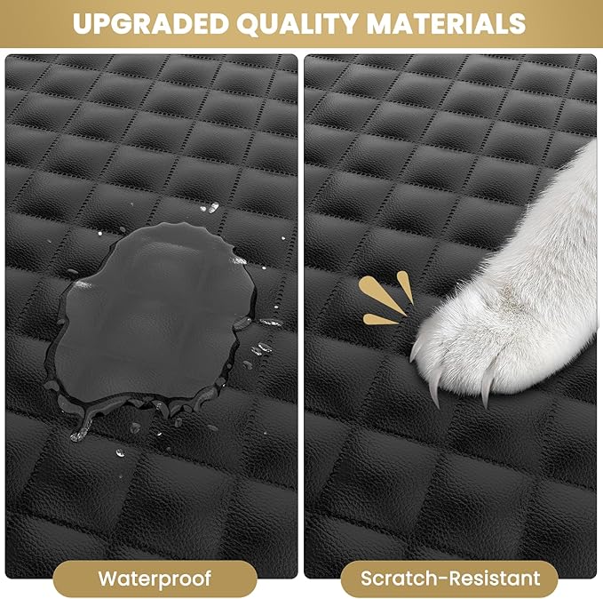 Waterproof SUV Cargo Liner for Dogs - Pu Leather Pet Car Seat Cover Protector with Bumper Flap, Non-Slip Backseat Mat for SUVs, Sedans, Vans Trunk | Easy Clean, Scratch Resistant (Black,Large)