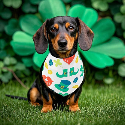 St Patricks Day Dog Bandanas for Medium Dog Breed 7 Pcs Small Shamrocks Dog Bandanas Adjustable Dogs Scarves Grooming M