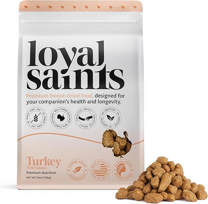 Freeze Dried Raw Dog Food - Premium Turkey and Salmon Flavor with High Protein and Grain Free Dog Food for All Breeds and Picky Eaters - Versatile as Meal Topper, Snack, and Treats, 5 Oz