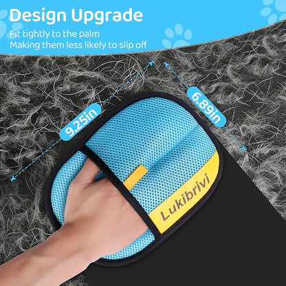 Pet Hair Removal Glove for Dogs & Cats - Upgraded Reusable Electrostatic Pet Hair Glove, Gentle Grooming Mitt, Pet Hair Remover Tool for Laundry, Couch, Carpet & Car Seat,2 Pack (Blue)