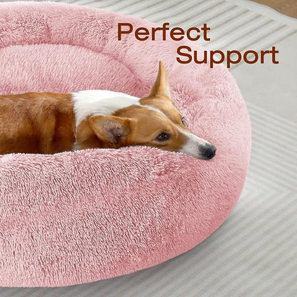 JOLLYVOGUE Dog Beds Large Sized Dog, 36 inches Calming Soft Anti-Anxiety Donut Dogs Bed, Washable Round Fluffy Cushion for Large Pets, Fits up to 80 lbs Pets
