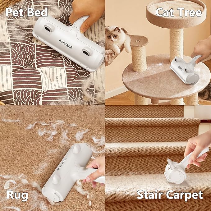 ACE2ACE Pet Hair Removal Tool, Reusable Lint Roller for Pet Hair, Self Clean Cat Hair Remover with Dust Bin, Dog Hair Remover for Couch, Furniture, Carpet, Sofa and Bedding