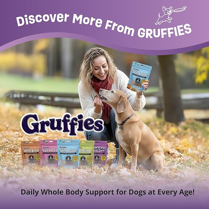 Gruffies Organic Dog Treats – Peanut Butter Flavor with Superfoods – High Protein & Omega-3 – No Fillers – Non-GMO – Vet Approved – Made in Canada – 6 oz (Pack of 6)