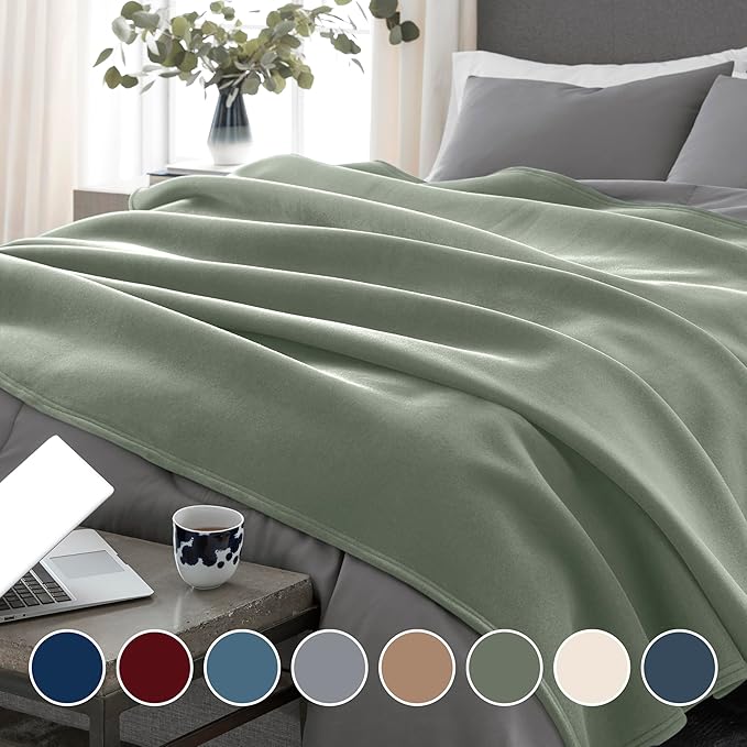 Vellux Original Queen Blanket - Soft Nylon Insulated Blanket for Bed Couch - Lightweight Machine Washable All Season - Pet Friendly Durable Wont Pill or Lint - 90x90 – Sage Green