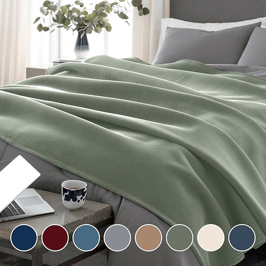 Vellux Original Queen Blanket - Soft Nylon Insulated Blanket for Bed Couch - Lightweight Machine Washable All Season - Pet Friendly Durable Wont Pill or Lint - 90x90 – Sage Green