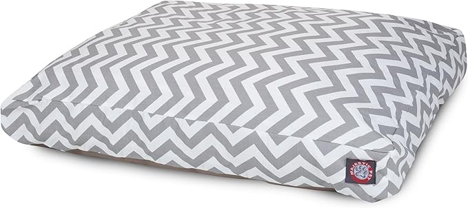 Majestic Pet Chevron Rectangle Dog Bed Washable – Non Slip Comfy Pet Bed – Crate Bed with Removable Washable Cover – Kennel Bed for Sleeping, Polyester Fiber, Small, Gray