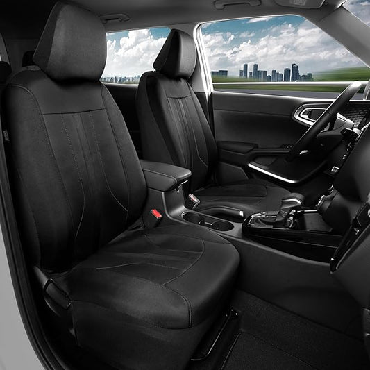 Motor Trend Black Cloth Car Seat Covers for Front Seats – Premium Automotive Bucket Seat Covers, Made for Vehicles with Removable Headrests, Interior Covers for Car Truck Van SUV