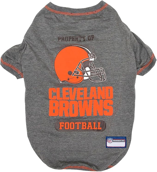NFL Cleveland Browns Dog T-Shirt for Pets, Size Small. Officially Licensed Pet Shirt with Team Logo, Soft Stretchable Comfort Fit Apparel for Dogs & Cats
