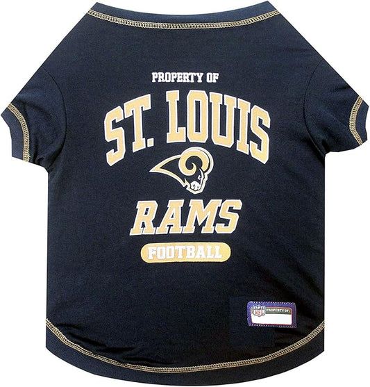 NFL Los Angeles Rams Dog T-shirt Small. - Licensed Shirt for Pets Team Colored with Team Logos- Premium Stretchable Materials for the comfort of your Dog & Cat