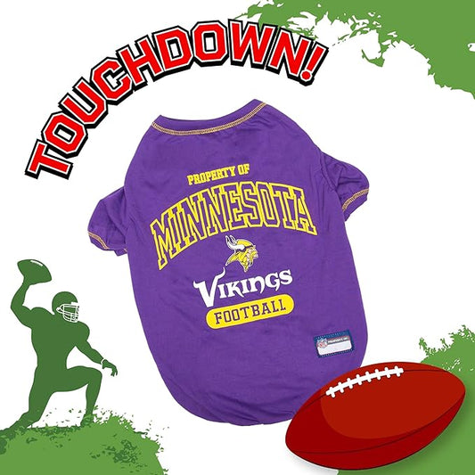 NFL Minnesota Vikings Dog T-Shirt for Pets, Size Small. Officially Licensed Pet Shirt with Team Logo, Soft Stretchable Comfort Fit Apparel for Dogs & Cats