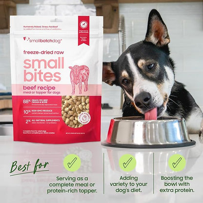 smallbatch Pets Freeze-Dried Raw Dog Food – Duck Recipe – 19oz Small Bites – High Protein, Grain Free – Complete Meal or Topper – Made in USA with Organic Superfoods 19 Oz, Duck