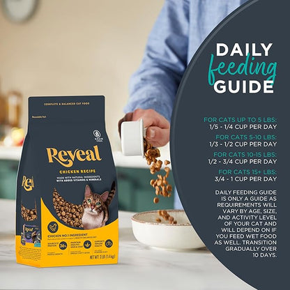 Reveal Natural Adult Dry Cat Food, High Protein, Grain Free with Added Vitamins & Minerals, Complete & Balanced Nutrition for Cats, Whitefish Recipe (7 Pound Bag)