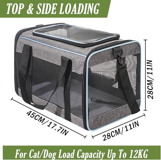 Vivicreate Cat Carrier Airline Approved, Soft Sided Pet Carrier for Small Medium Cats Dogs Puppies Up to 15 lbs, Collapsible Dog Carrier with Shoulder Strap, Waterproof Travel Carrier