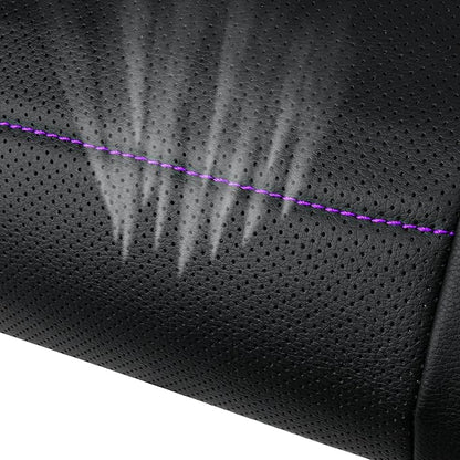CAR PASS Piping PU Leather Car Seat Cover,Inside Zipper Design and Reserved Opening Holes Airbag Compatible,Universal FIT for Car, SUVs,Van,Trucks,Full Set, Black & Purple