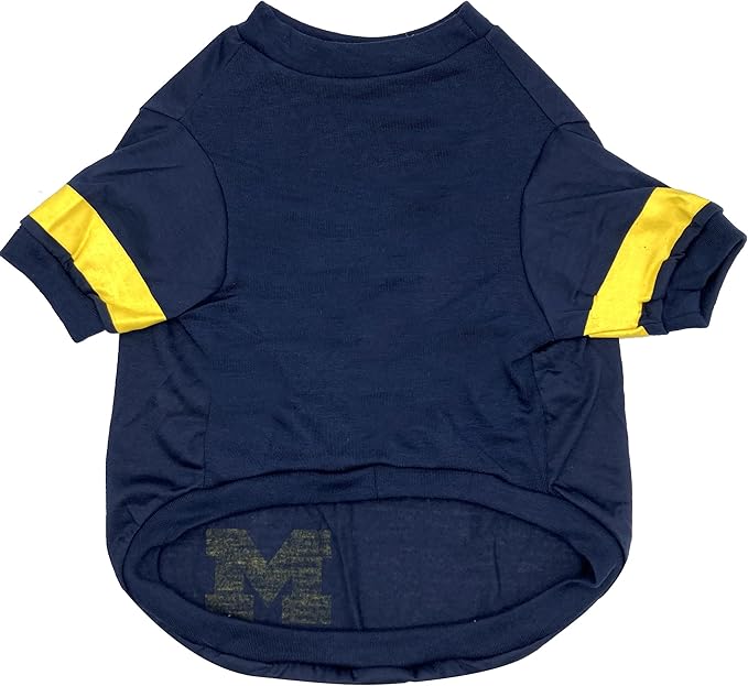 Pets First NCAA Michigan Wolverines T-Shirt for Dogs & Cats. Size Small. Football/BASKTBALL Dog Shirt for College NCAA Team Fans. NEW & Updated Fashionable Stripe Design