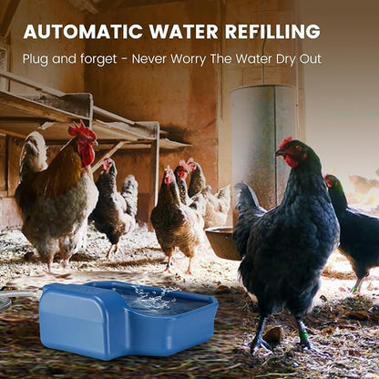 PETIMI Automatic Water Dispenser for Dogs/Cats, 1 Gallon Auto-Fill Dog Water Bowl Dispenser for Indoor/Outdoor, Large Water Feeder for Pets/Livestock, BPA-Free, Wide Mouth, Fits GHT 3/4" Faucet, Blue
