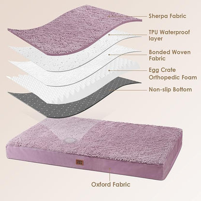 EHEYCIGA Orthopedic XL Dog Beds for Extra Large Dogs with Removable Washable Cover for Crate, Fog Purple, 41x27