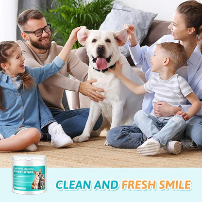 Dog Teeth Cleaning Wipes,Safe & Nautre Pet Dental Finger Wipes Help Dogs and Cats Remove Plaque&Tartar,Disposable Cat Dental Care Wipes 50 Counts (Odorless)