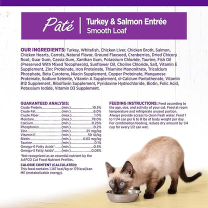 Wellness Complete Health Pate Adult Canned Wet Cat Food, Natural, Protein Rich, Grain Free, Turkey and Salmon Entrée Recipe, 5.5 oz, Pack of 24 Cans