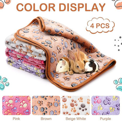 Tudomro 8 Pcs Guinea Pig Blankets Washable Small Pet Fleece Bedding Cage Liners Double Sided Pet Reusable Sleep Mat Pad Cover for Ferret Chinchilla Furniture Protection(Paw,12 x 12 Inch)