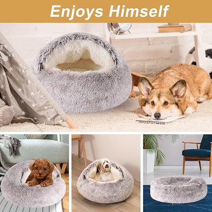 Dog Beds for Small Dogs, Cat Bed Cave, Washable Cute Cat Bed, Cozy Nook Pet Bed for Dogs or Cats, Anti-Slip Puppy Bed Fits up to 12 lbs Pets(Coffee, 20" x 20")