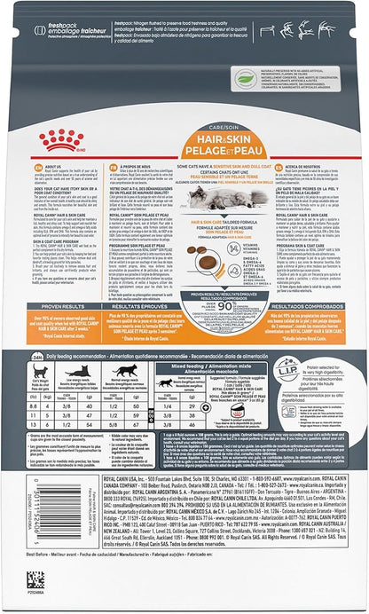 Royal Canin Feline Care Nutrition Hair & Skin Care Adult Dry Cat Food, 3 lb Bag