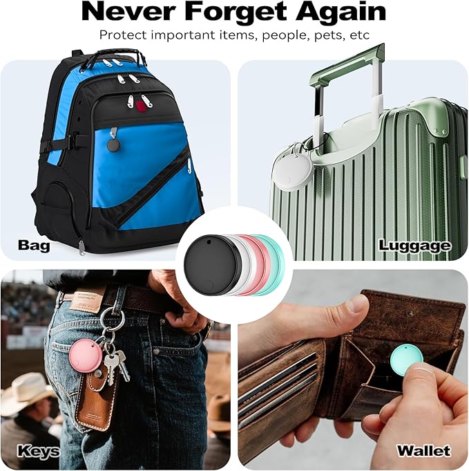 Mini Smart Tags Tracker Work with Apple Find My (iOS Only), IP67 Waterproof, Keys Finder and Item Locator for Keys, Bags,Luggage and More (Not for Android) (Macaroon, 5 Pack)