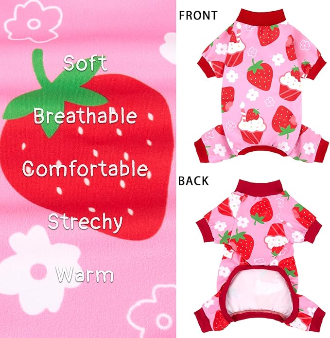 XPUDAC 4 Pieces Dog Pajamas Stretchy Dog Pjs Soft Cute Doggie Clothes for Medium Large Dogs Boy Girl Cats Pet Outfits, 5X-Large