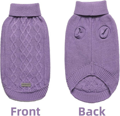 Dog Warm Winter Sweater Pet Clothes Knitwear for Medium Dog for Corgi, West Highland,Schnauzer,Border Collie,Dog Outfits (Purple XL)