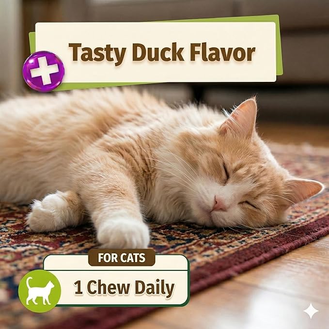 Pet Naturals Daily Probiotic Soft Chews for Cats, Digestive and Immune Support Supplement, 100 Million CFU Per Chew, Duck, 30 Count